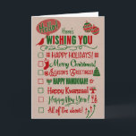 Checkbox Choose Your Holiday<br><div class="desc">Check of the boxes to wish the happiest of holidays to friends and family. The holiday season is all about celebrating, and this cute typography style card is a very nice way to include the special days celebrated by your friends, co-workers, and loved ones. Cheery design in green and red...</div>