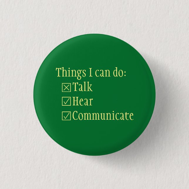 Checkboxes communicate 3 cm round badge (Front)