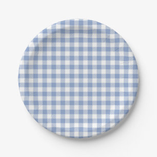 Checked Blue Gingham Classic Paper Plate