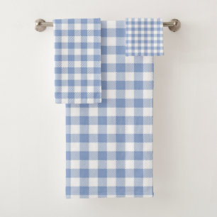 Checked Blue Gingham Classic Pattern Bath Towel Set