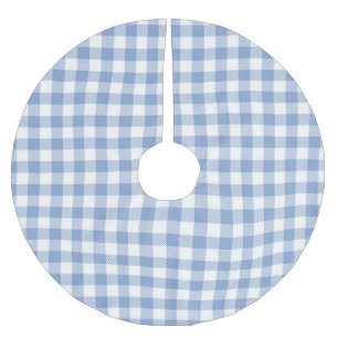 Checked Blue Gingham Classic Pattern Brushed Polyester Tree Skirt