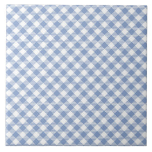Checked Blue Gingham Classic Pattern Ceramic Tile