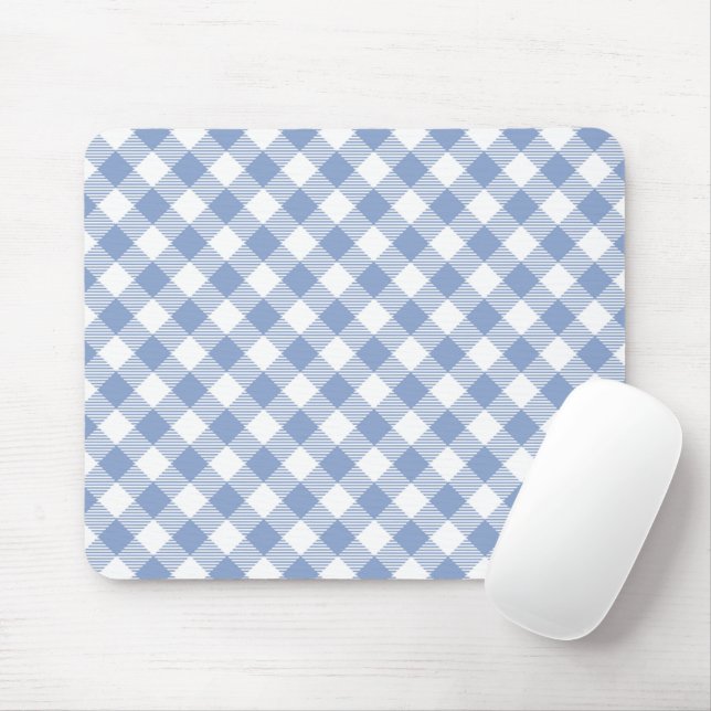 Checked Blue Gingham Classic Pattern Mouse Pad (With Mouse)