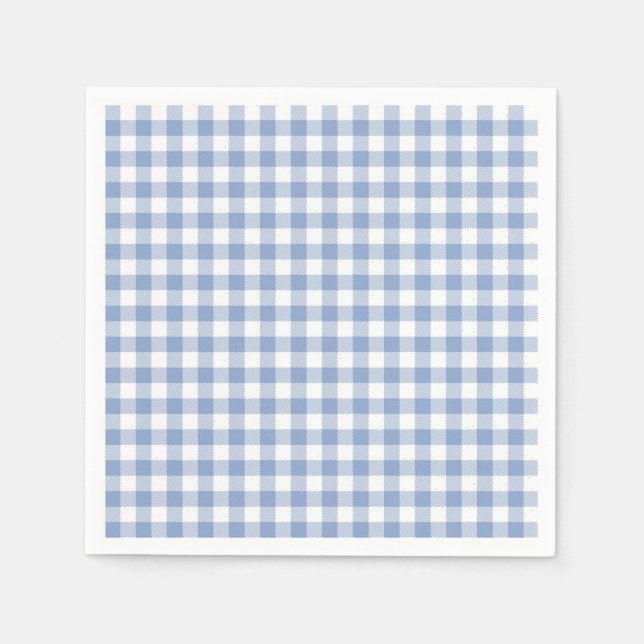 Checked Blue Gingham Classic Pattern Napkin (Front)