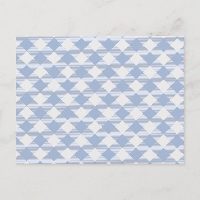 Checked Blue Gingham Classic Pattern Postcard (Front)