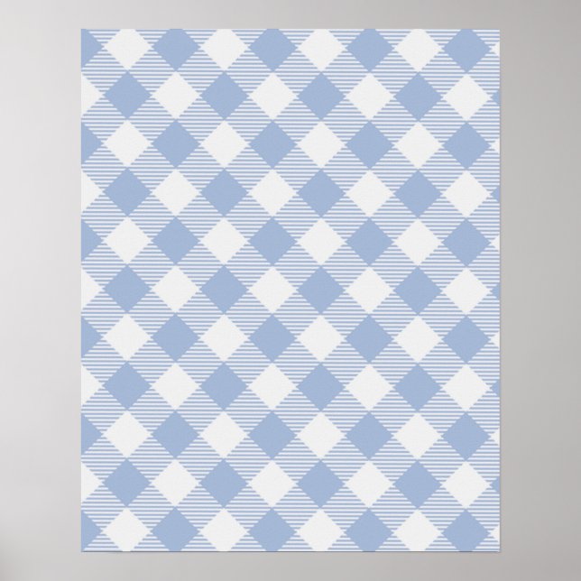 Checked Blue Gingham Classic Pattern Poster (Front)