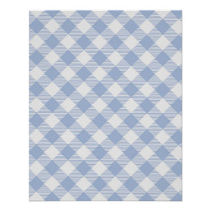 Checked Blue Gingham Classic Pattern Poster