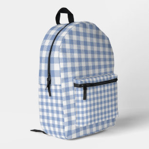 Checked Blue Gingham Classic Pattern Printed Backpack