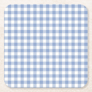 Checked Blue Gingham Classic Pattern Square Paper Coaster
