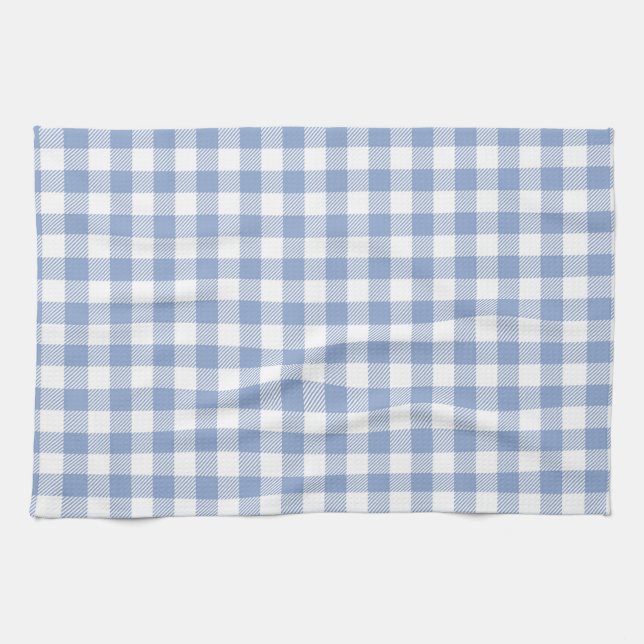 Checked Blue Gingham Classic Pattern Tea Towel (Horizontal)