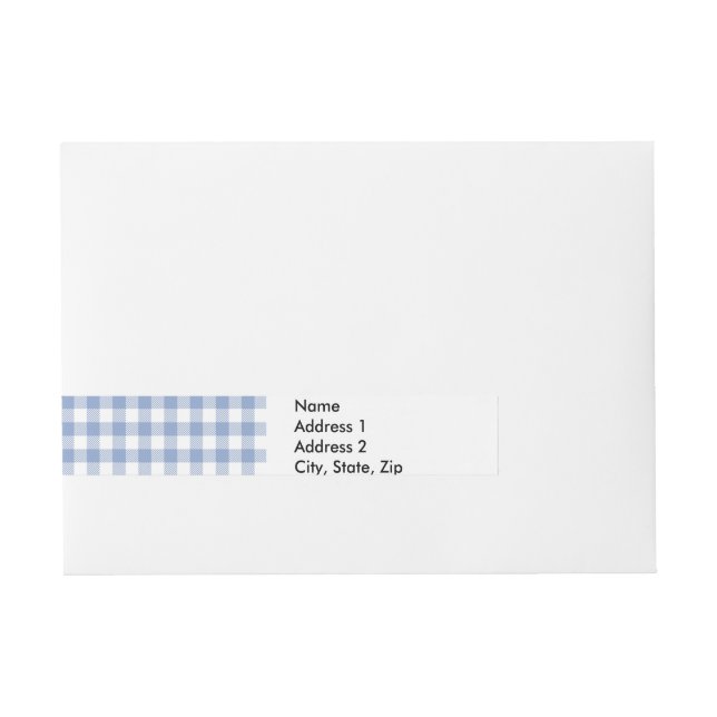 Checked Blue Gingham Classic Pattern Wraparound Address Label (Front)