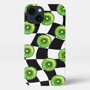 Checked board and kiwi iPhone 13 case