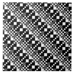 Checked, Checks - Black and White Ceramic Tile