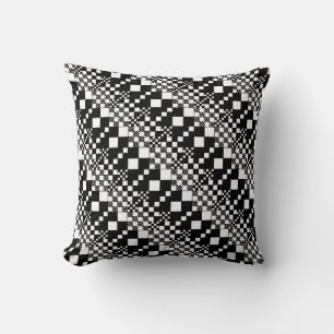 Checked, Checks - Black and White Cushion