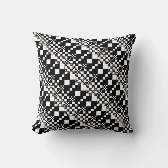 Checked, Checks - Black and White Cushion (Front)