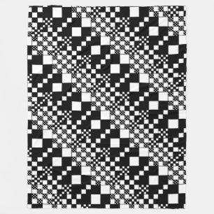 Checked, Checks - Black and White Fleece Blanket