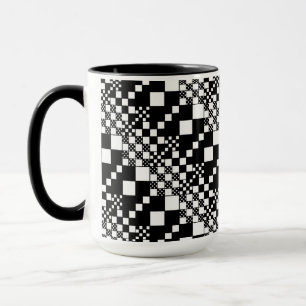 Checked, Checks - Black and White Mug