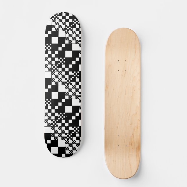 Checked, Checks - Black and White Skateboard (Front)