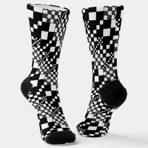 Checked, Checks - Black and White Socks