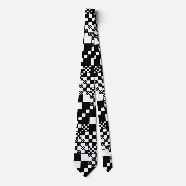 Checked, Checks - Black and White Tie (Front)