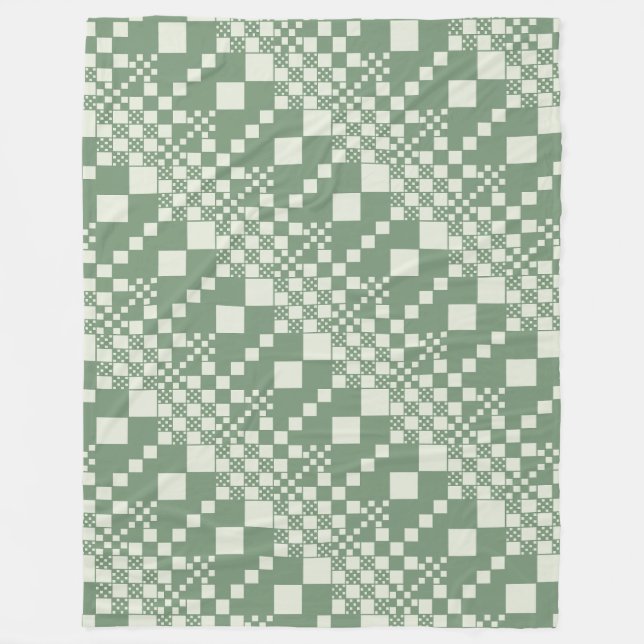 Checked, Checks in Green Fleece Blanket (Front)