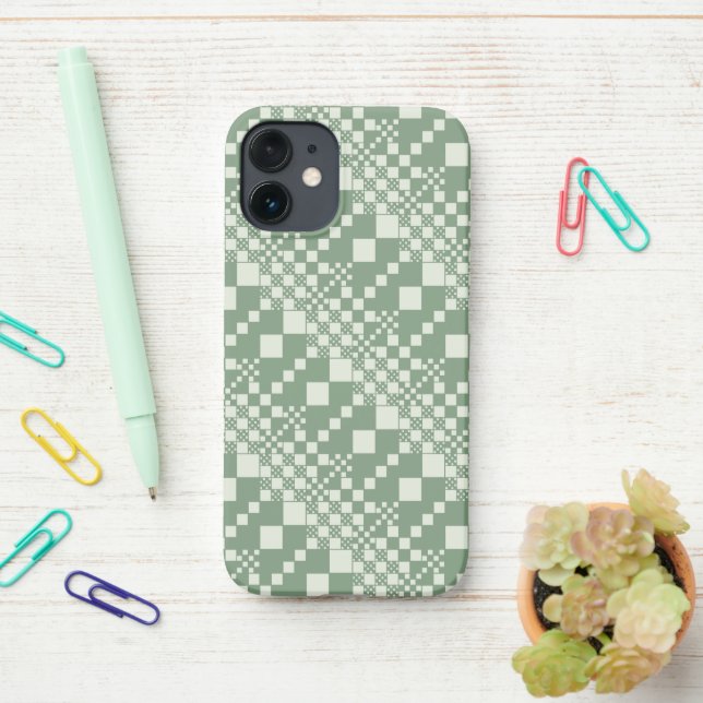 Checked, Checks in Green iPhone Case (On Desk)