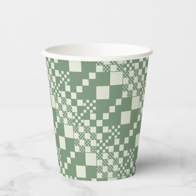 Checked, Checks in Green Paper Cups (Front)