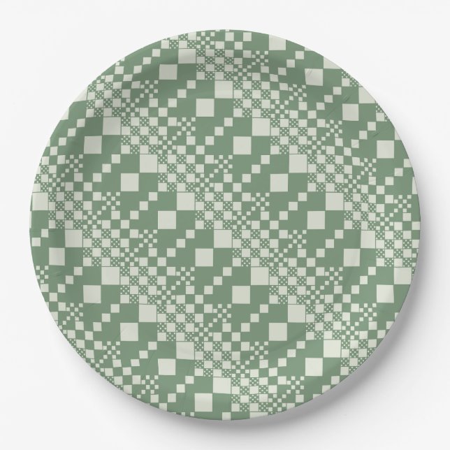 Checked, Checks in Green Paper Plate (Front)