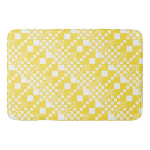 Checked, Checks in Lemon Yellow and White Bath Mat