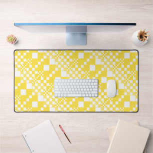 Checked, Checks in Lemon Yellow and White Desk Mat