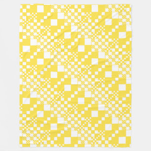 Checked, Checks in Lemon Yellow and White Fleece Blanket