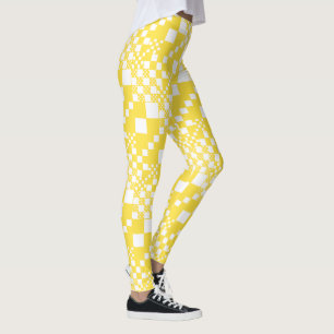 Checked, Checks in Lemon Yellow and White Leggings