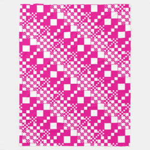 Checked, Checks in Magenta and White Fleece Blanket