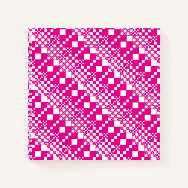 Checked, Checks in Magenta and White Notebook (Front)
