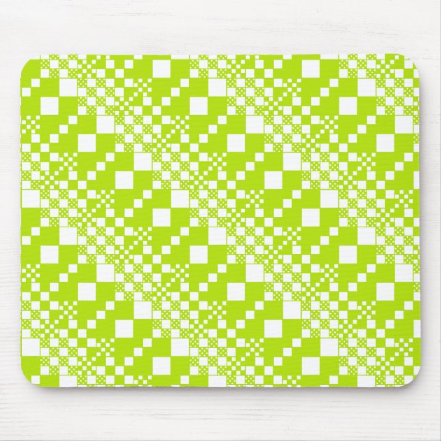  Checked, Checks - Lime Green and White Mouse Pad (Front)