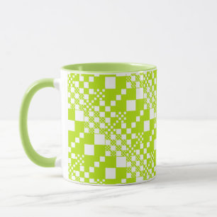 Checked, Checks - Lime Green and White Mug