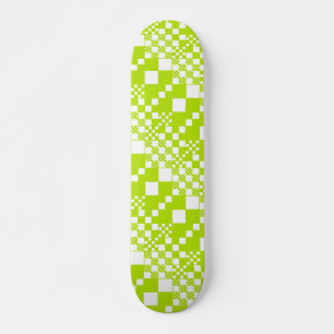  Checked, Checks - Lime Green and White Skateboard