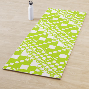 Checked, Checks - Lime Green and White Yoga Mat
