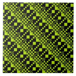Checked, Checks - Lime Green Ceramic Tile