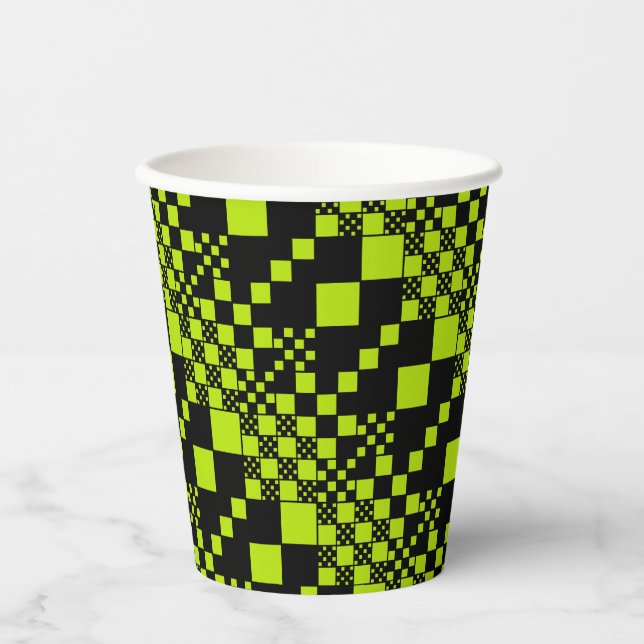 Checked, Checks - Lime Green Paper Cups (Front)