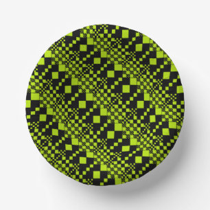 Checked, Checks - Lime Green Paper Plate