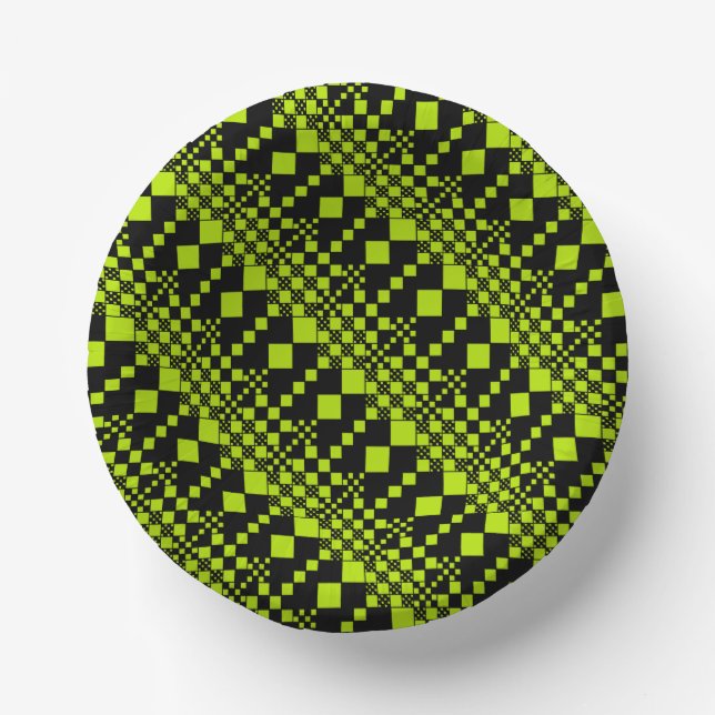 Checked, Checks - Lime Green Paper Plate (Front)