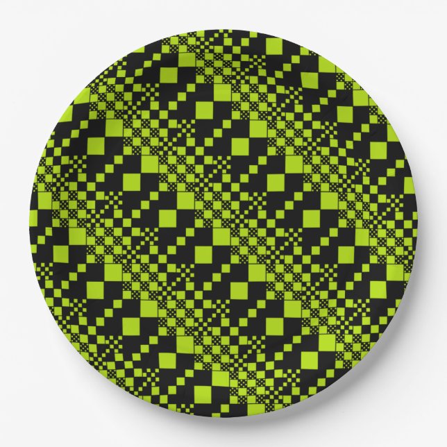 Checked, Checks - Lime Green Paper Plate (Front)