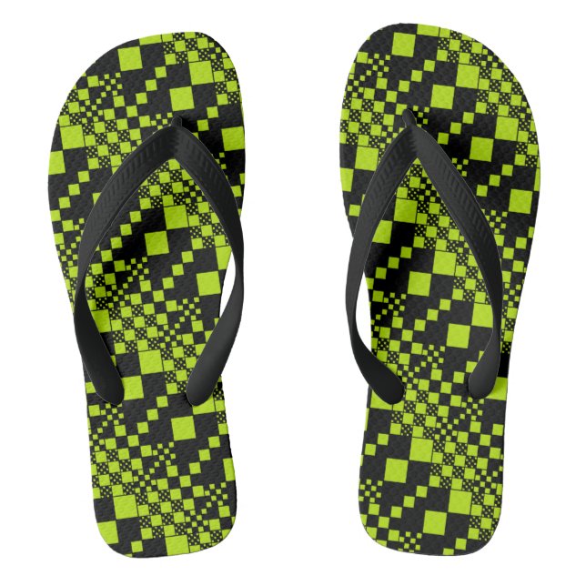 Checked, Checks - Lime Green Thongs (Footbed)