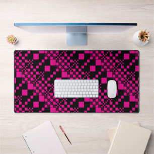 Checked, Checks - Magenta and Black Desk Mat