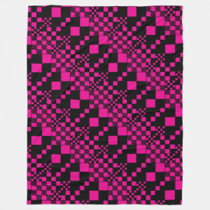 Checked, Checks - Magenta and Black Fleece Blanket
