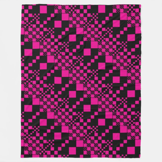 Checked, Checks - Magenta and Black Fleece Blanket (Front)