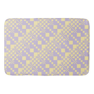 Checked, Checks - Pastel Yellow and Purple Bath Mat