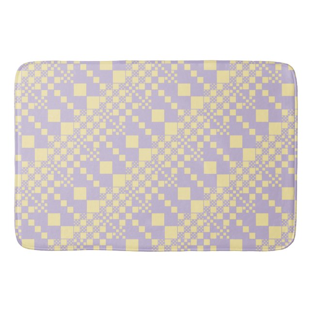 Checked, Checks - Pastel Yellow and Purple Bath Mat (Front)