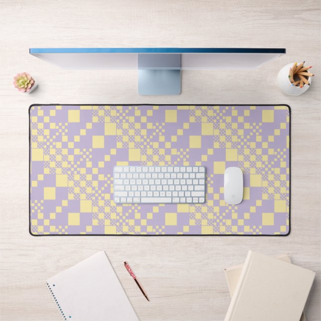 Checked, Checks - Pastel Yellow and Purple Desk Mat (Office 1)